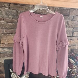 Old Navy Mauve Ruffle Seeve Sweater Sz XL